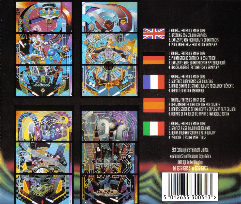 Pinball Fantasies box art for Amiga CD32